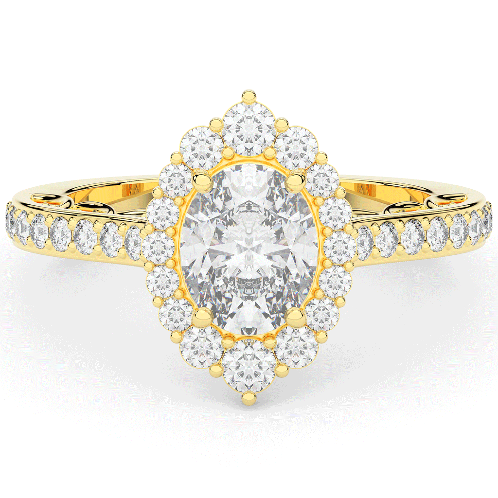 1.75CT.TW OVAL LAB DIAMOND HALO ENGAGEMENT RING - Nazarelle