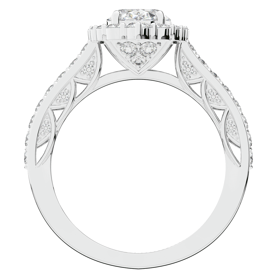 1.75CT.TW OVAL LAB DIAMOND HALO ENGAGEMENT RING - Nazarelle