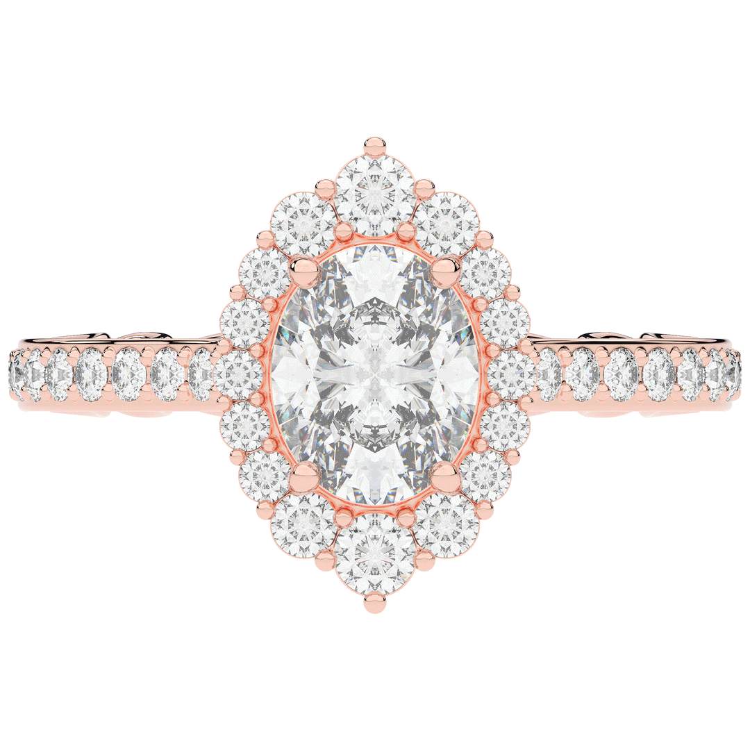 1.75CT.TW OVAL LAB DIAMOND HALO ENGAGEMENT RING - Nazarelle