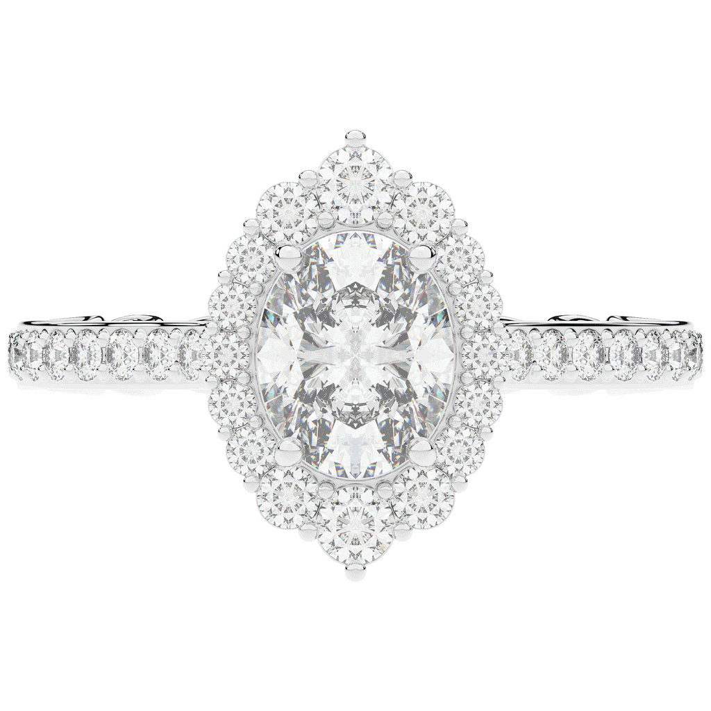1.75CT.TW OVAL LAB DIAMOND HALO ENGAGEMENT RING - Nazarelle