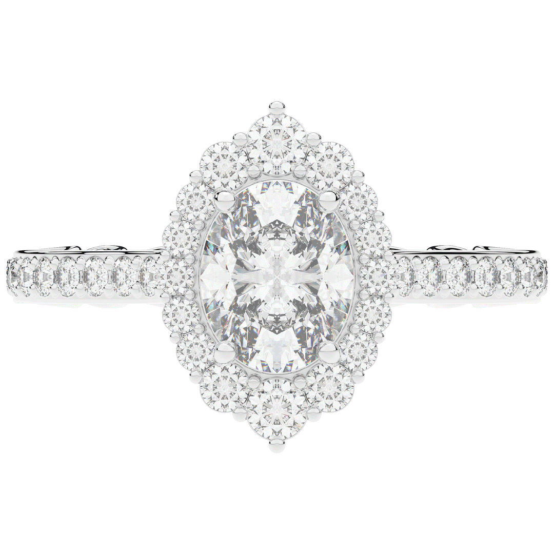 1.75CT.TW OVAL LAB DIAMOND HALO ENGAGEMENT RING - Nazarelle