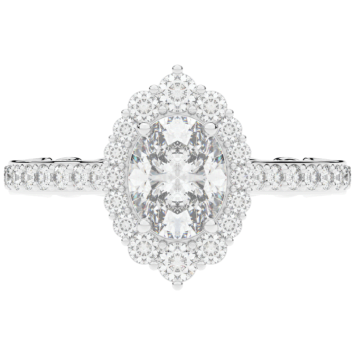 1.75CT.TW OVAL LAB DIAMOND HALO ENGAGEMENT RING - Nazarelle