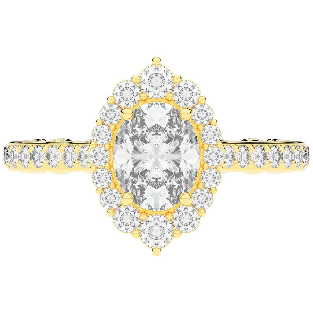 1.75CT.TW OVAL LAB DIAMOND HALO ENGAGEMENT RING - Nazarelle