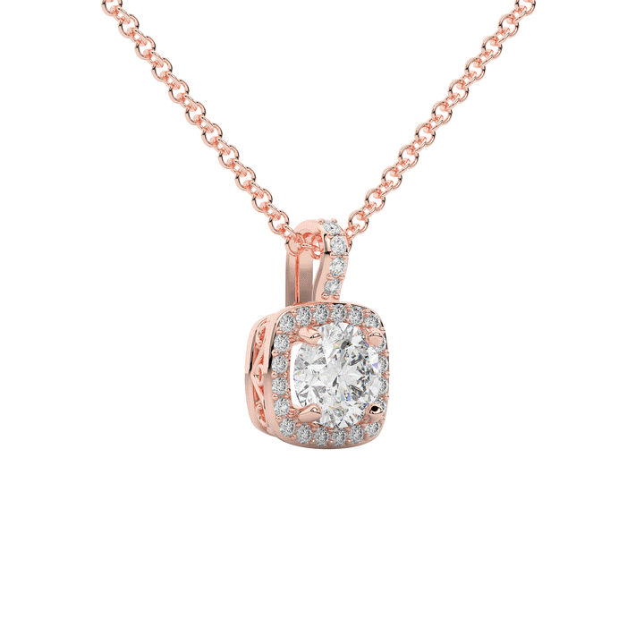 1.10CT.TW ROUND LAB DIAMOND CUSHION HALO PENDANT - Nazarelle