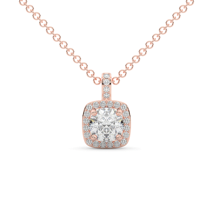 1.10CT.TW ROUND LAB DIAMOND CUSHION HALO PENDANT - Nazarelle