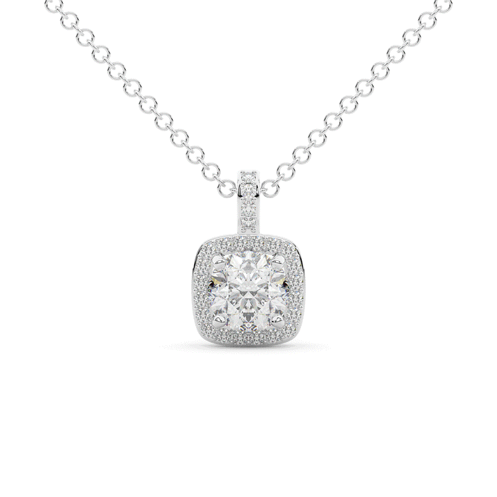 1.10CT.TW ROUND LAB DIAMOND CUSHION HALO PENDANT - Nazarelle