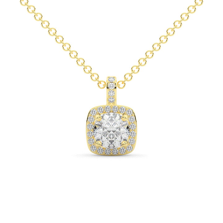 1.10CT.TW ROUND LAB DIAMOND CUSHION HALO PENDANT - Nazarelle