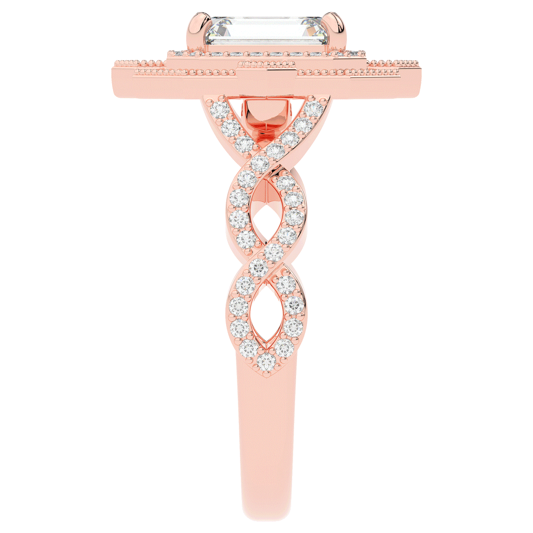 1.90CT.TW EMERALD CUT LAB DIAMOND HALO ENGAGEMENT RING - Nazarelle