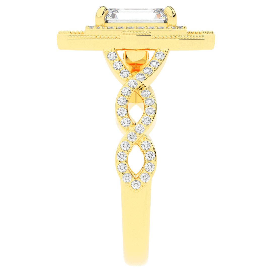 1.90CT.TW EMERALD CUT LAB DIAMOND HALO ENGAGEMENT RING - Nazarelle