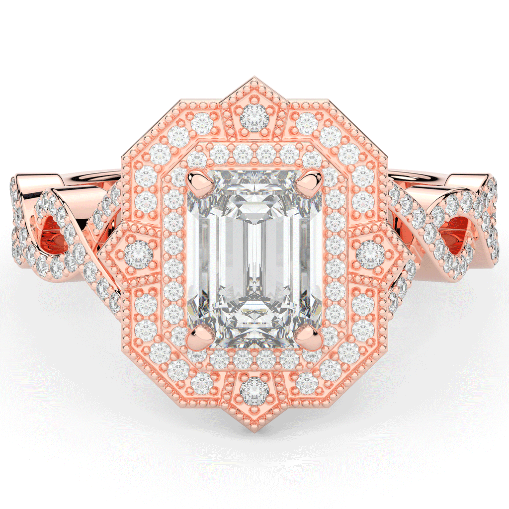 1.90CT.TW EMERALD CUT LAB DIAMOND HALO ENGAGEMENT RING - Nazarelle