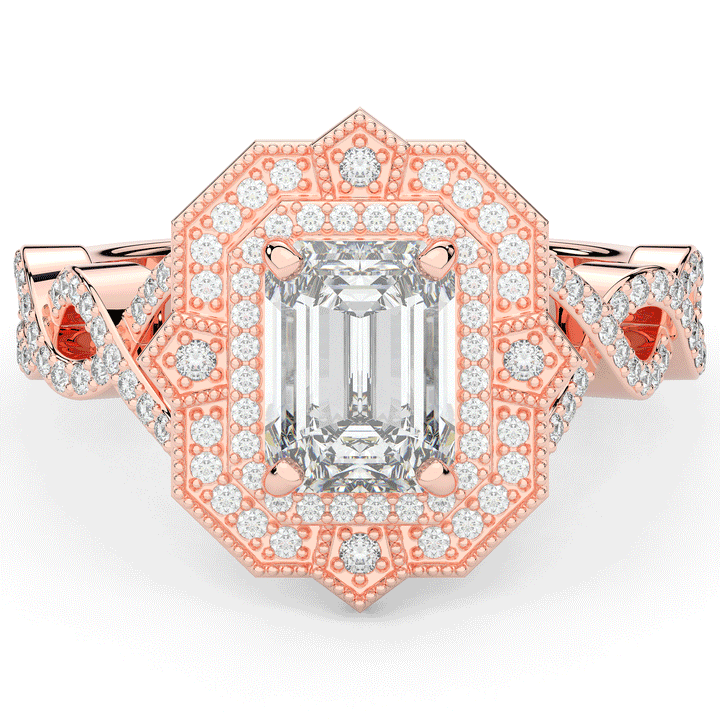 1.90CT.TW EMERALD CUT LAB DIAMOND HALO ENGAGEMENT RING - Nazarelle