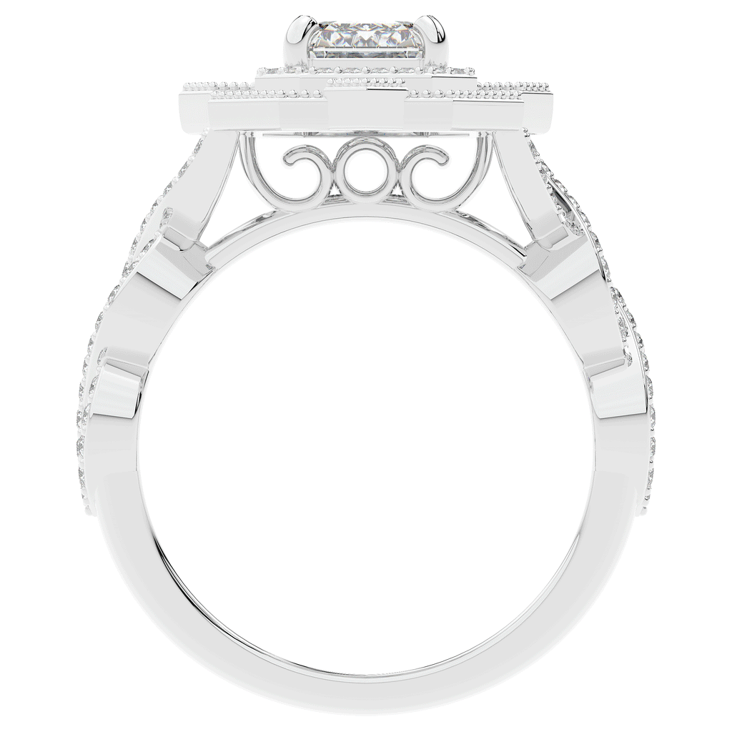 1.90CT.TW EMERALD CUT LAB DIAMOND HALO ENGAGEMENT RING - Nazarelle