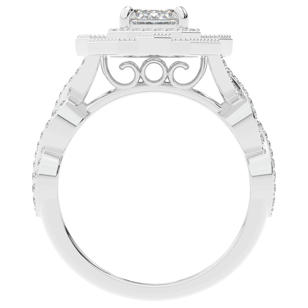 1.90CT.TW EMERALD CUT LAB DIAMOND HALO ENGAGEMENT RING - Nazarelle