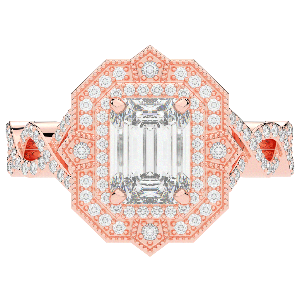 1.90CT.TW EMERALD CUT LAB DIAMOND HALO ENGAGEMENT RING - Nazarelle