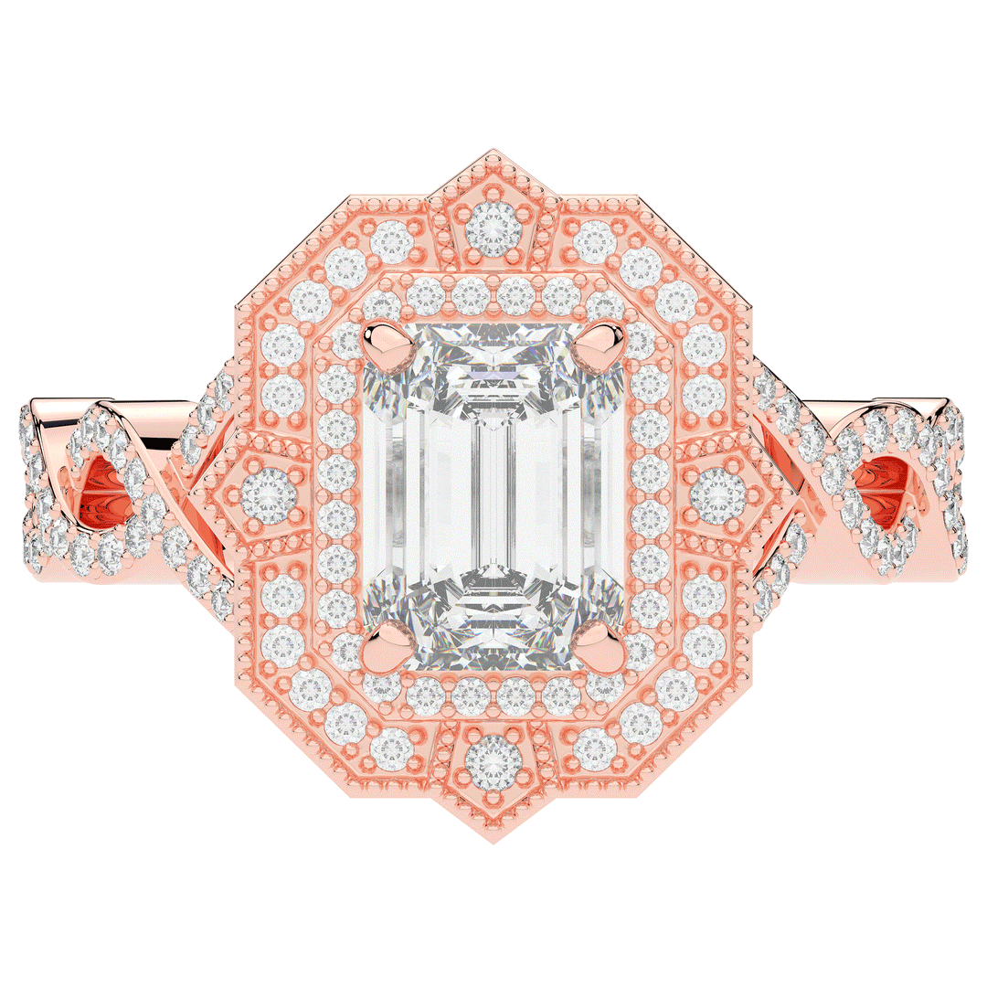 1.90CT.TW EMERALD CUT LAB DIAMOND HALO ENGAGEMENT RING - Nazarelle