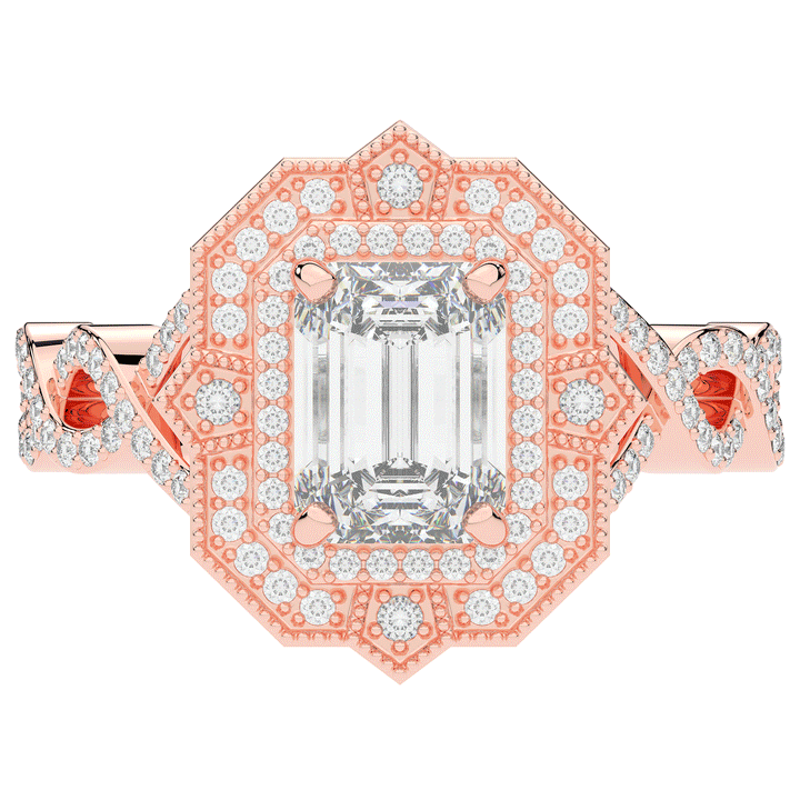 1.90CT.TW EMERALD CUT LAB DIAMOND HALO ENGAGEMENT RING - Nazarelle
