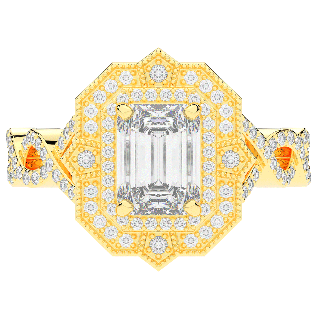1.90CT.TW EMERALD CUT LAB DIAMOND HALO ENGAGEMENT RING - Nazarelle