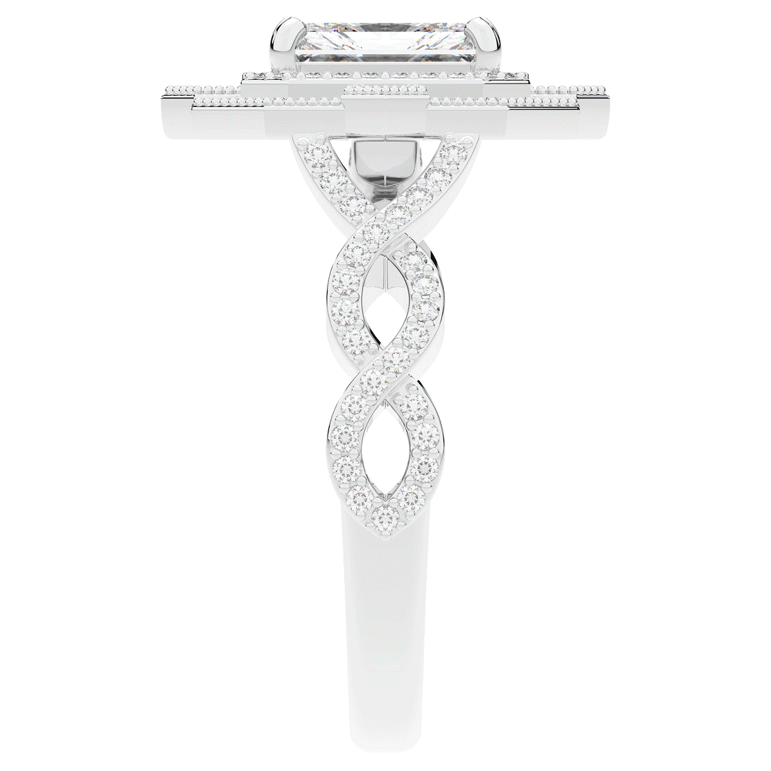 1.90CT.TW RADIANT LAB DIAMOND HALO ENGAGEMENT RING - Nazarelle