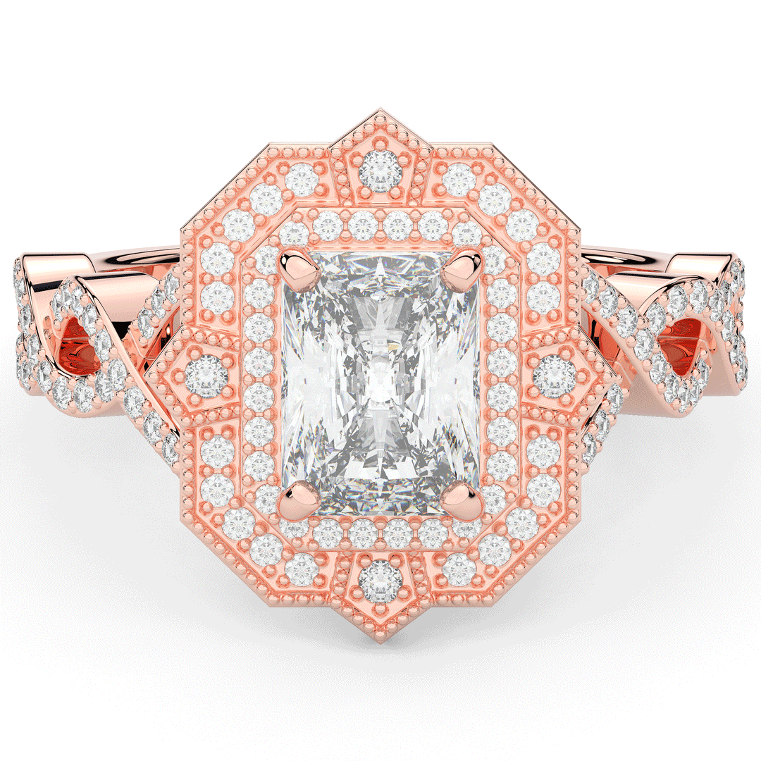 1.90CT.TW RADIANT LAB DIAMOND HALO ENGAGEMENT RING - Nazarelle