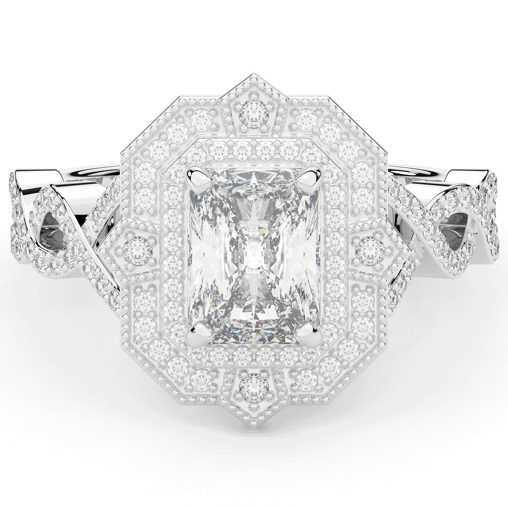 1.90CT.TW RADIANT LAB DIAMOND HALO ENGAGEMENT RING - Nazarelle