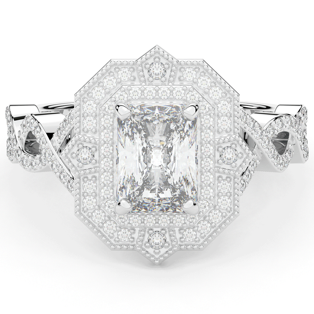 1.90CT.TW RADIANT LAB DIAMOND HALO ENGAGEMENT RING - Nazarelle