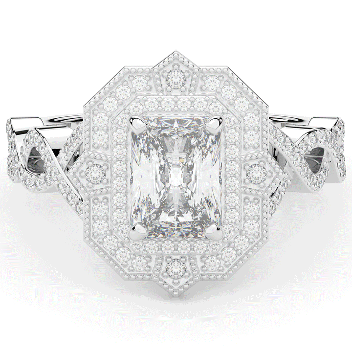 1.90CT.TW RADIANT LAB DIAMOND HALO ENGAGEMENT RING - Nazarelle