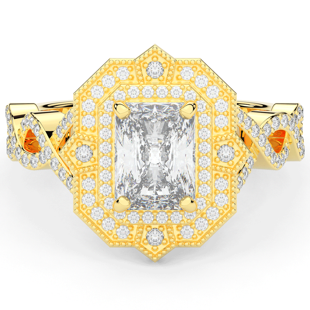 1.90CT.TW RADIANT LAB DIAMOND HALO ENGAGEMENT RING - Nazarelle