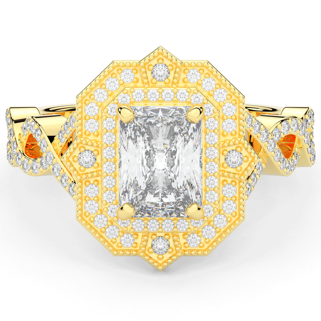 1.90CT.TW RADIANT LAB DIAMOND HALO ENGAGEMENT RING - Nazarelle