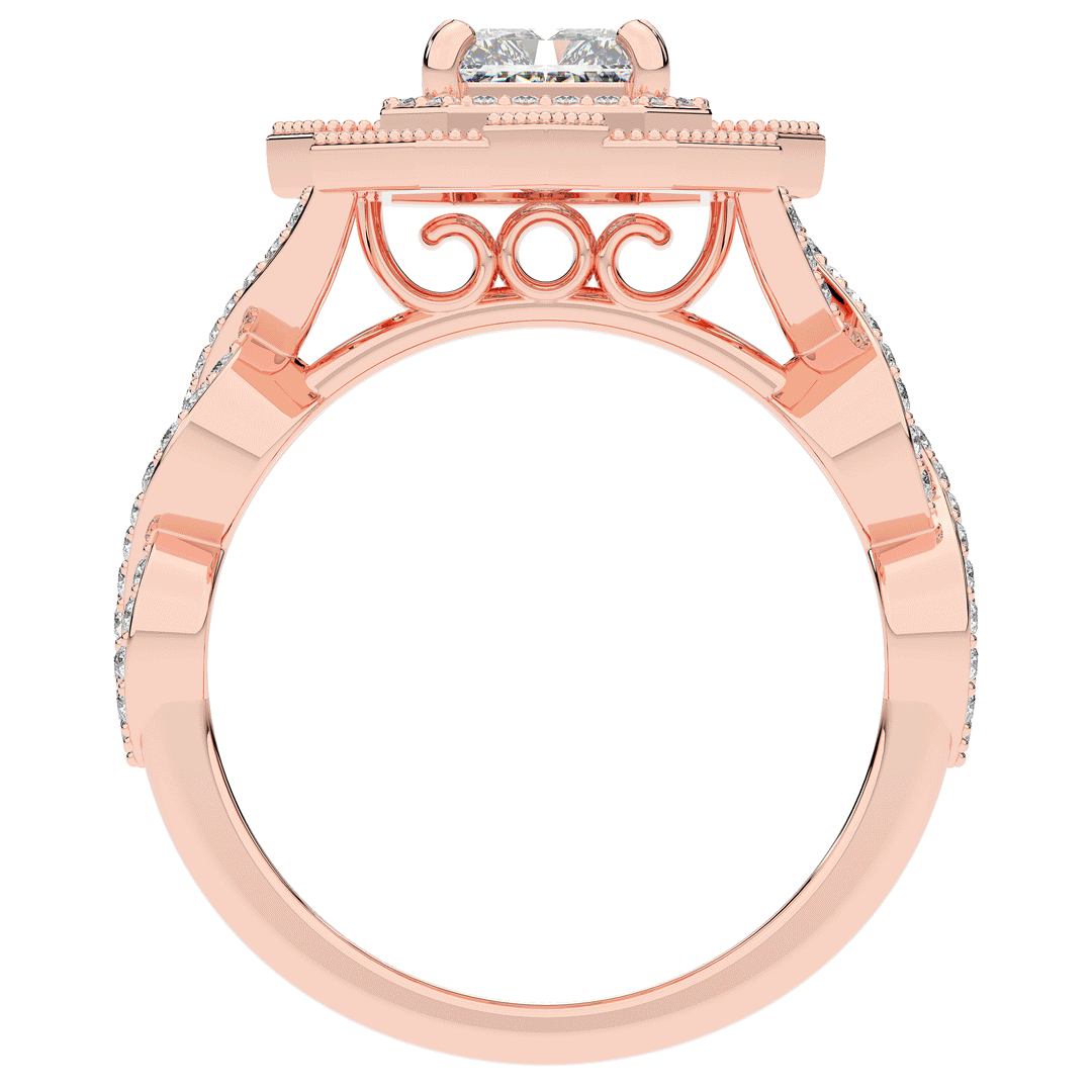 1.90CT.TW RADIANT LAB DIAMOND HALO ENGAGEMENT RING - Nazarelle