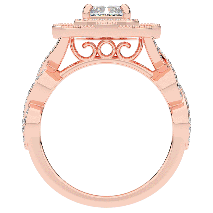 1.90CT.TW RADIANT LAB DIAMOND HALO ENGAGEMENT RING - Nazarelle