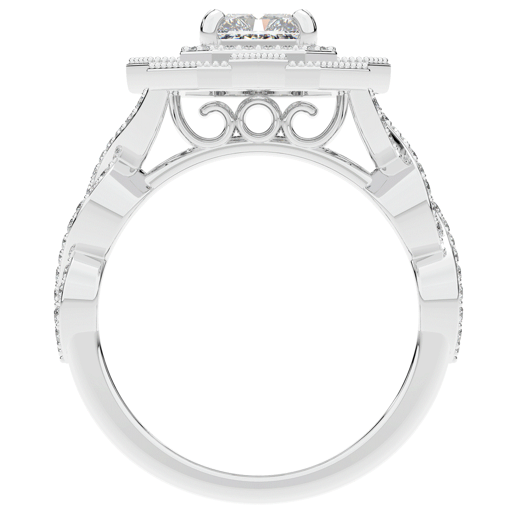 1.90CT.TW RADIANT LAB DIAMOND HALO ENGAGEMENT RING - Nazarelle