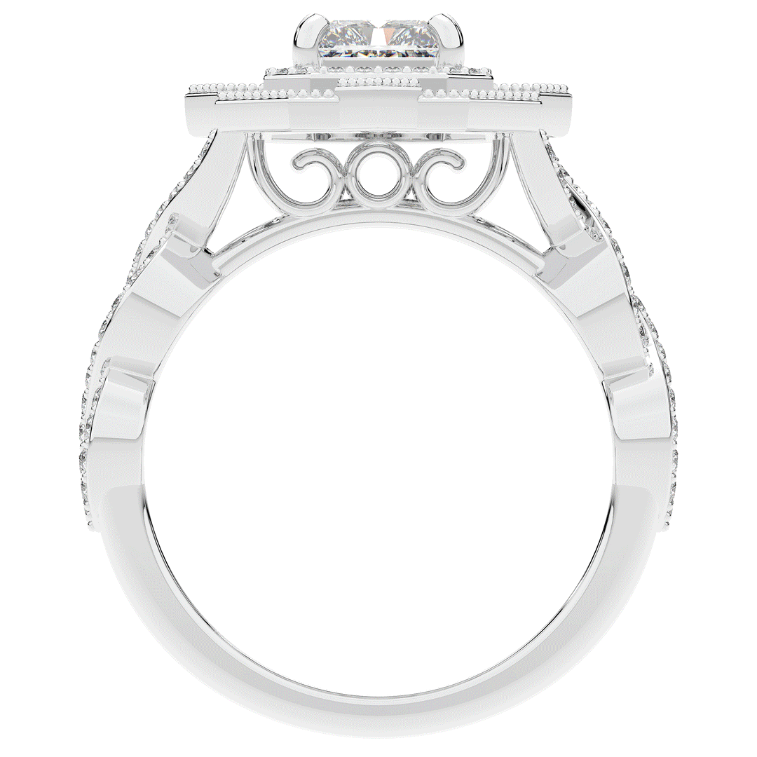 1.90CT.TW RADIANT LAB DIAMOND HALO ENGAGEMENT RING - Nazarelle