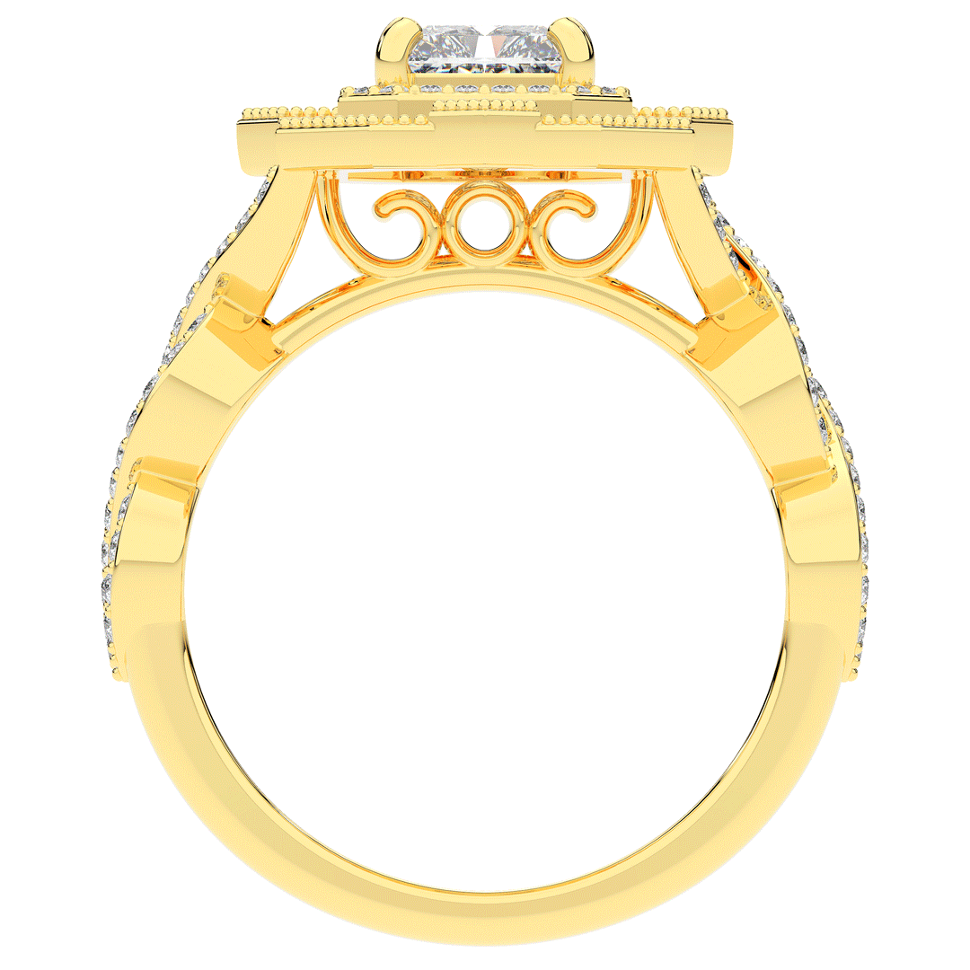 1.90CT.TW RADIANT LAB DIAMOND HALO ENGAGEMENT RING - Nazarelle