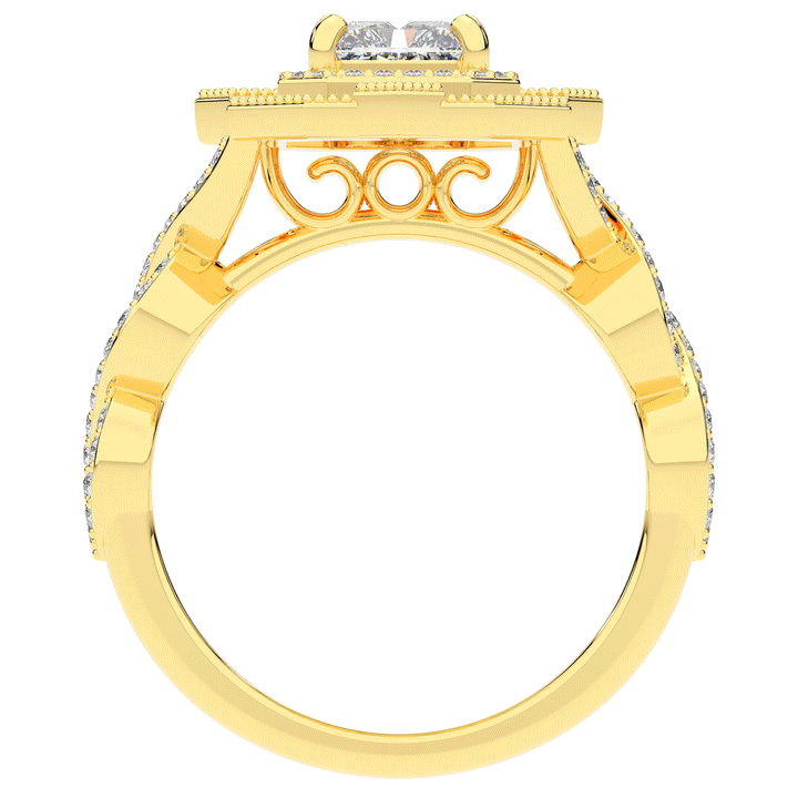 1.90CT.TW RADIANT LAB DIAMOND HALO ENGAGEMENT RING - Nazarelle