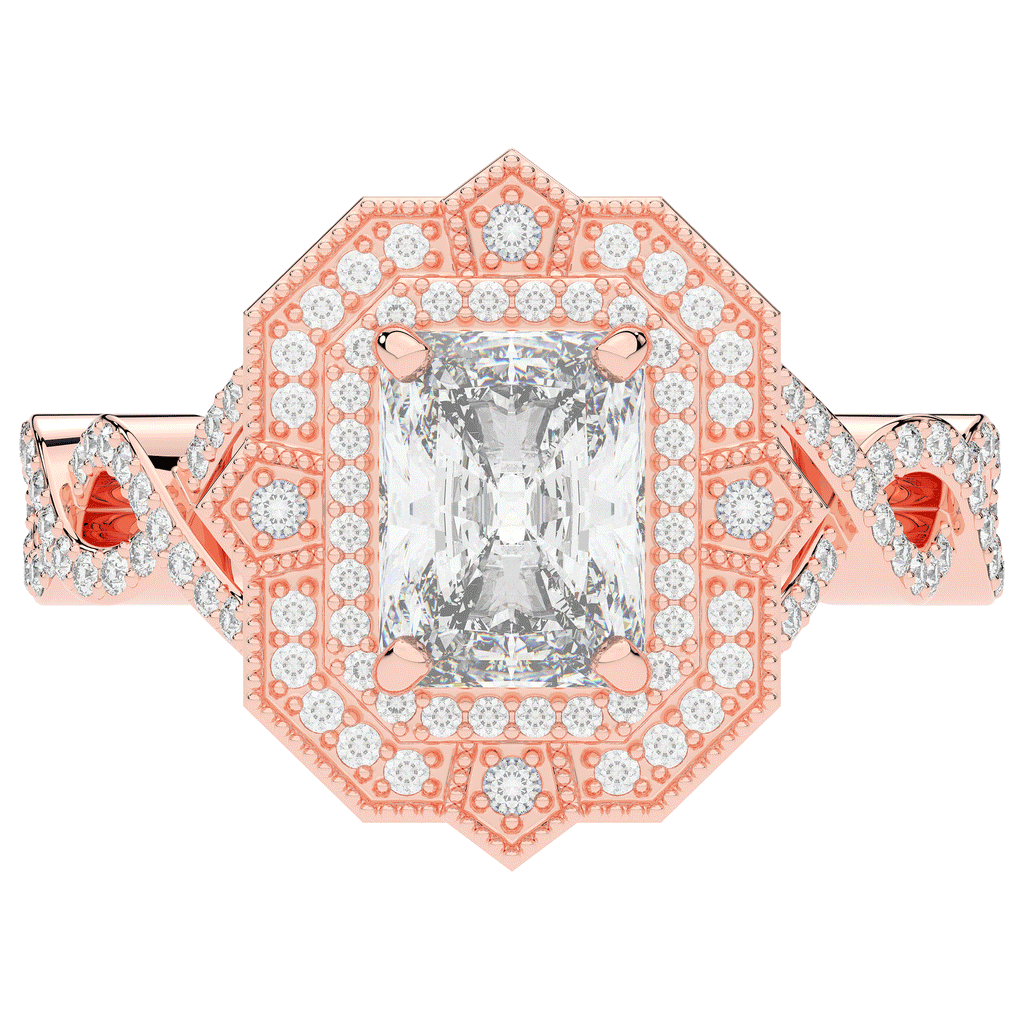 1.90CT.TW RADIANT LAB DIAMOND HALO ENGAGEMENT RING - Nazarelle