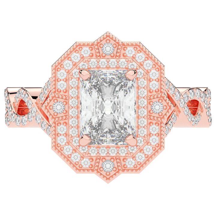1.90CT.TW RADIANT LAB DIAMOND HALO ENGAGEMENT RING - Nazarelle
