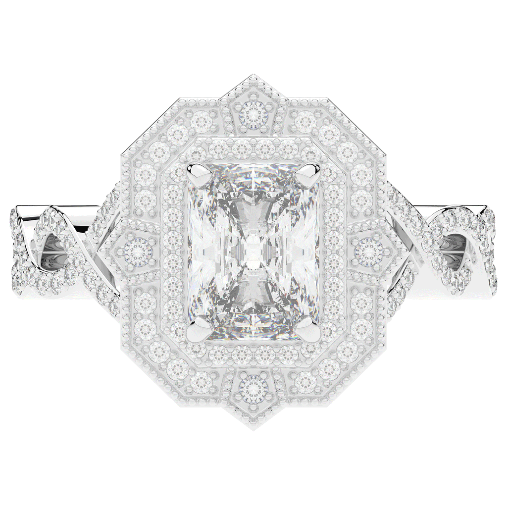 1.90CT.TW RADIANT LAB DIAMOND HALO ENGAGEMENT RING - Nazarelle