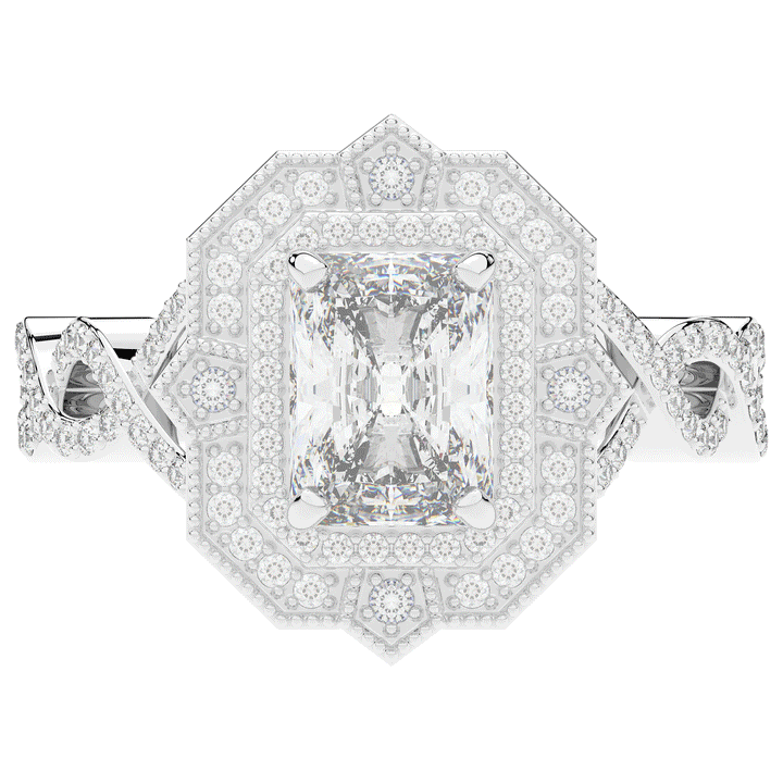 1.90CT.TW RADIANT LAB DIAMOND HALO ENGAGEMENT RING - Nazarelle