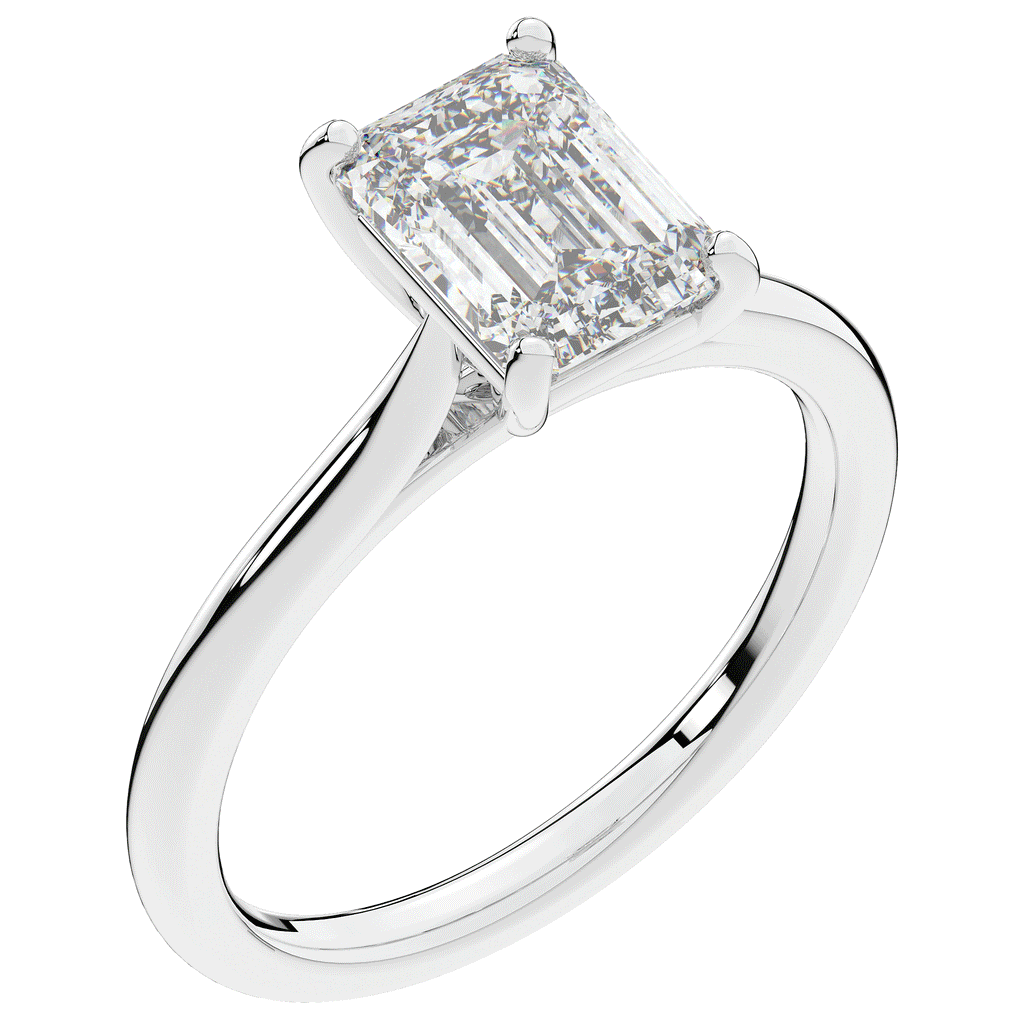 2.00CT.TW EMERALD CUT LAB DIAMOND SOLITAIRE ENGAGEMENT RING - Nazarelle