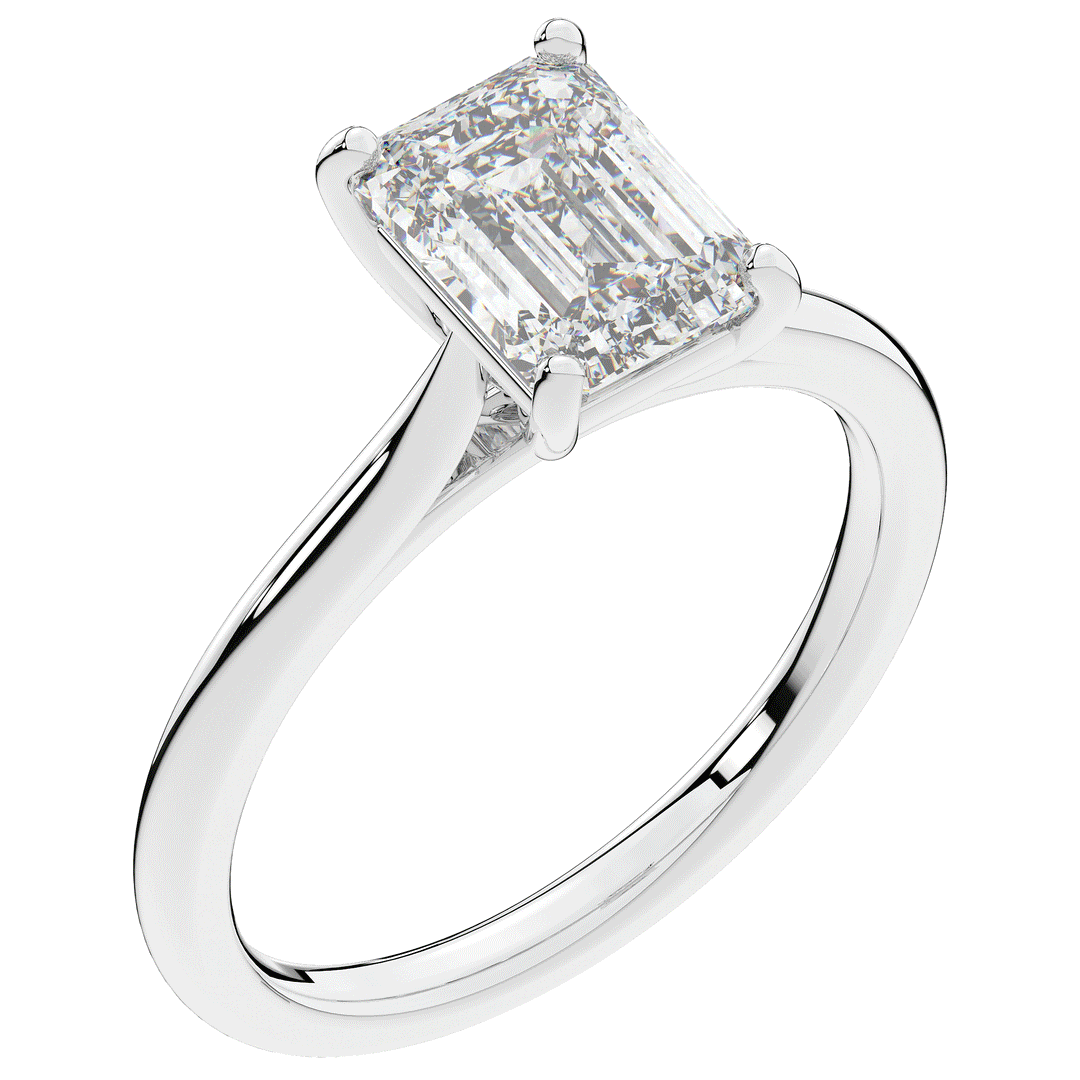 2.00CT.TW EMERALD CUT LAB DIAMOND SOLITAIRE ENGAGEMENT RING - Nazarelle