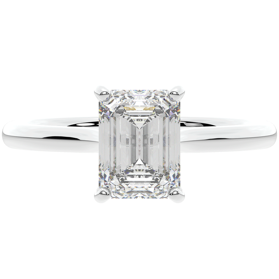 2.00CT.TW EMERALD CUT LAB DIAMOND SOLITAIRE ENGAGEMENT RING - Nazarelle