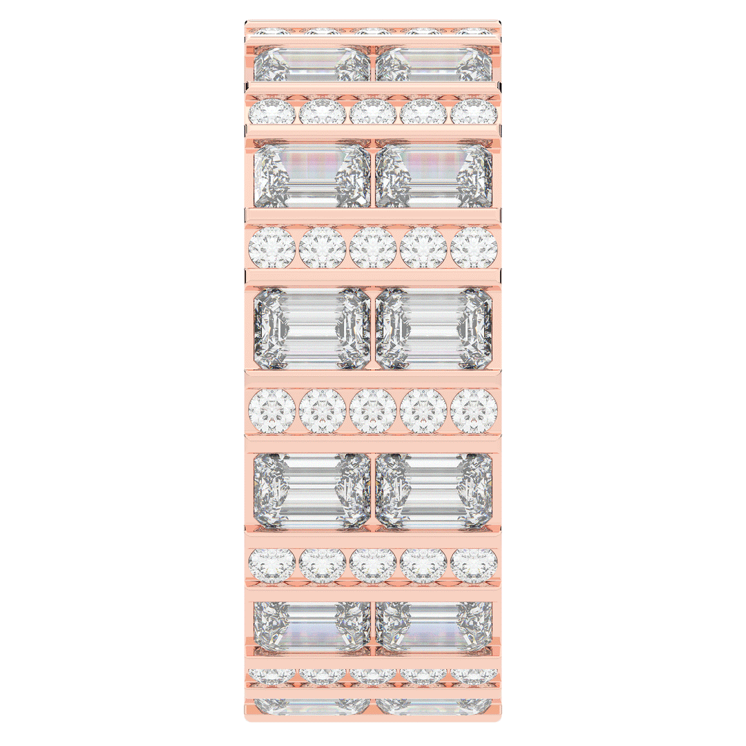 4.90CT.TW EMERALD CUT AND ROUND LAB DIAMOND ETERNITY WEDDING BAND - Nazarelle