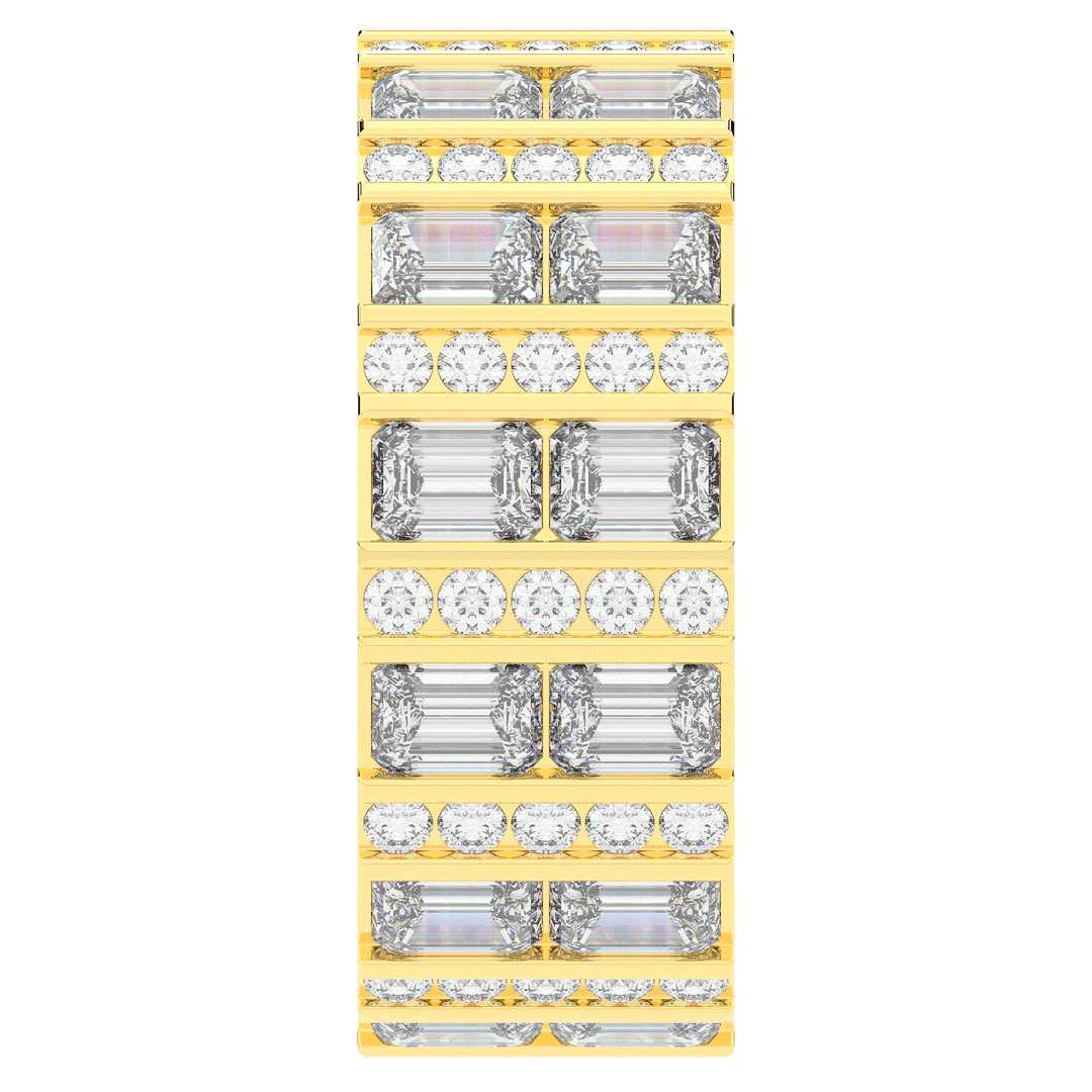 4.90CT.TW EMERALD CUT AND ROUND LAB DIAMOND ETERNITY WEDDING BAND - Nazarelle