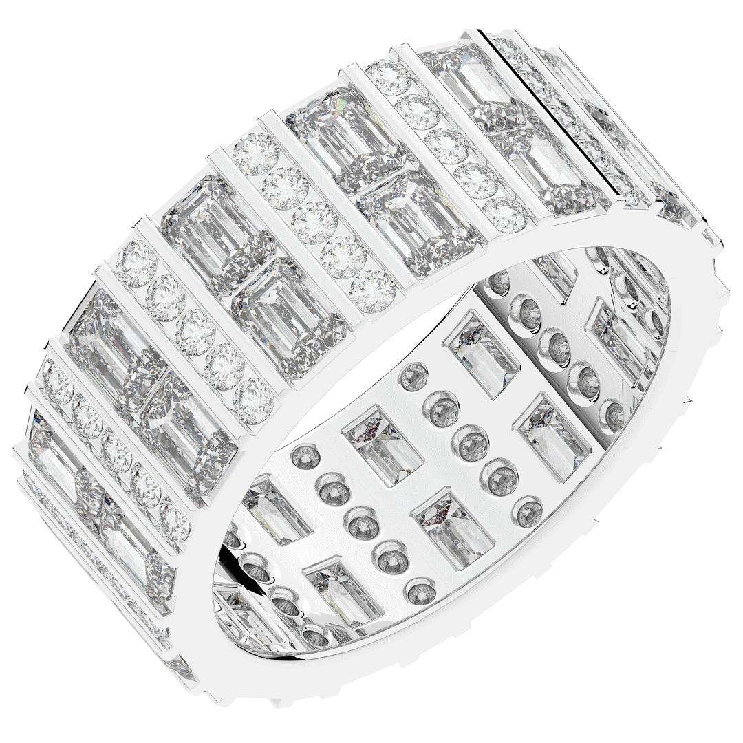 4.90CT.TW EMERALD CUT AND ROUND LAB DIAMOND ETERNITY WEDDING BAND - Nazarelle