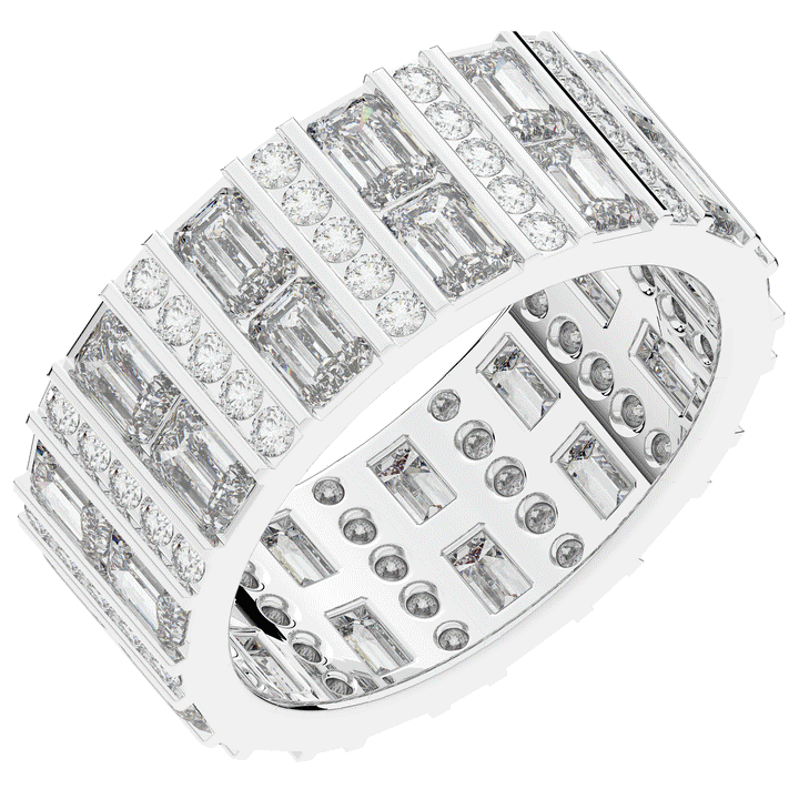 4.90CT.TW EMERALD CUT AND ROUND LAB DIAMOND ETERNITY WEDDING BAND - Nazarelle