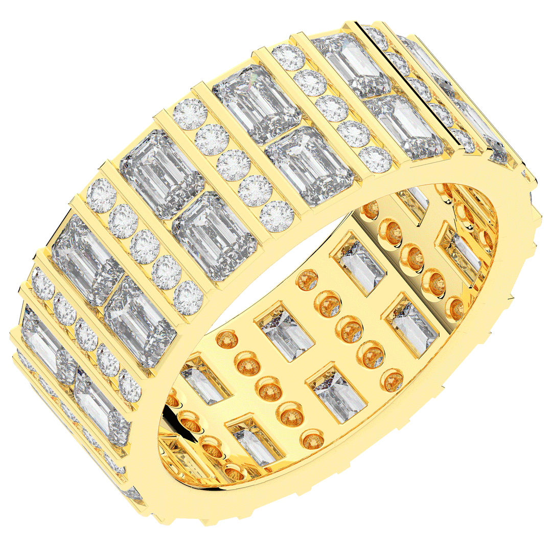 4.90CT.TW EMERALD CUT AND ROUND LAB DIAMOND ETERNITY WEDDING BAND - Nazarelle
