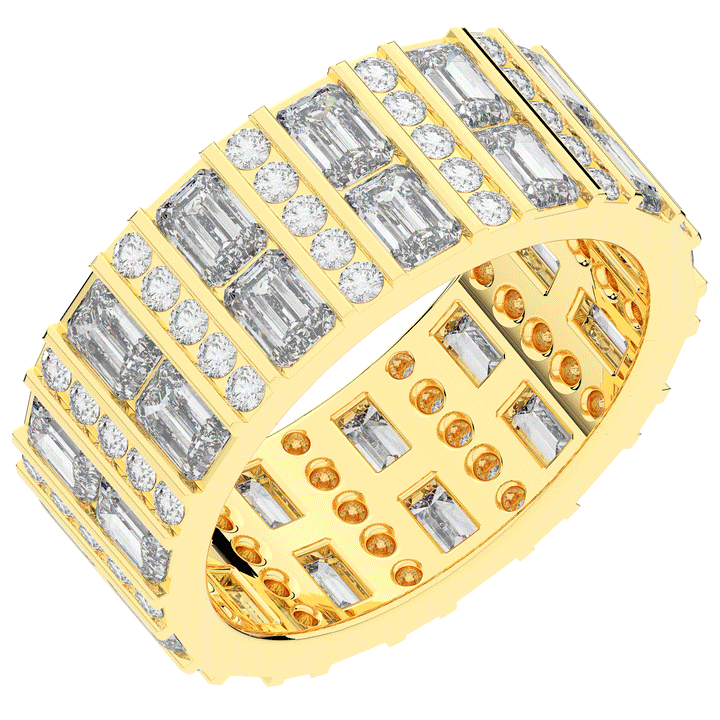 4.90CT.TW EMERALD CUT AND ROUND LAB DIAMOND ETERNITY WEDDING BAND - Nazarelle
