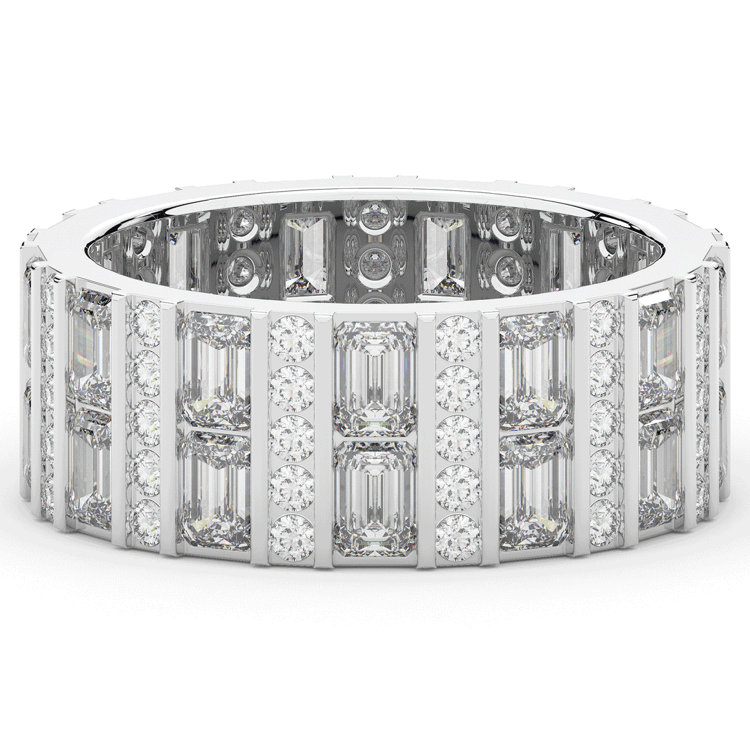 4.90CT.TW EMERALD CUT AND ROUND LAB DIAMOND ETERNITY WEDDING BAND - Nazarelle