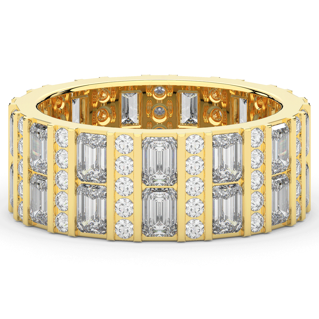 4.90CT.TW EMERALD CUT AND ROUND LAB DIAMOND ETERNITY WEDDING BAND - Nazarelle