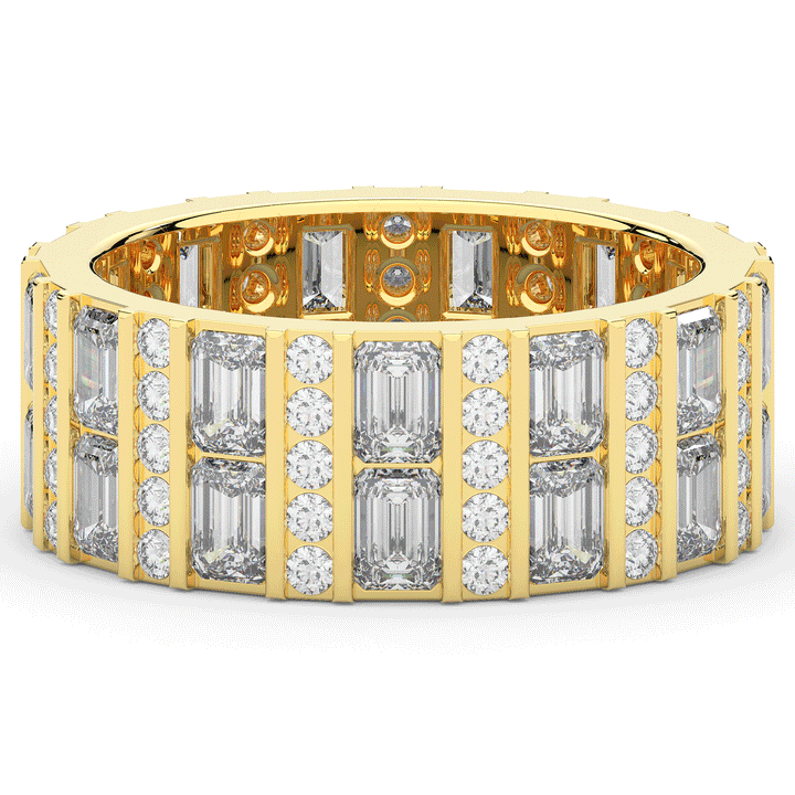 4.90CT.TW EMERALD CUT AND ROUND LAB DIAMOND ETERNITY WEDDING BAND - Nazarelle